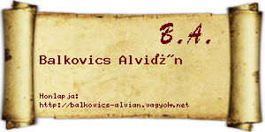 Balkovics Alvián névjegykártya